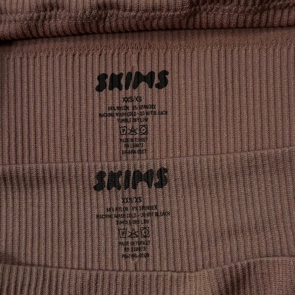 SKIMS Stretch Rib High Neck Bralette + Thong Set NEW Rose Clay XXS/XS - Picture 8 of 11